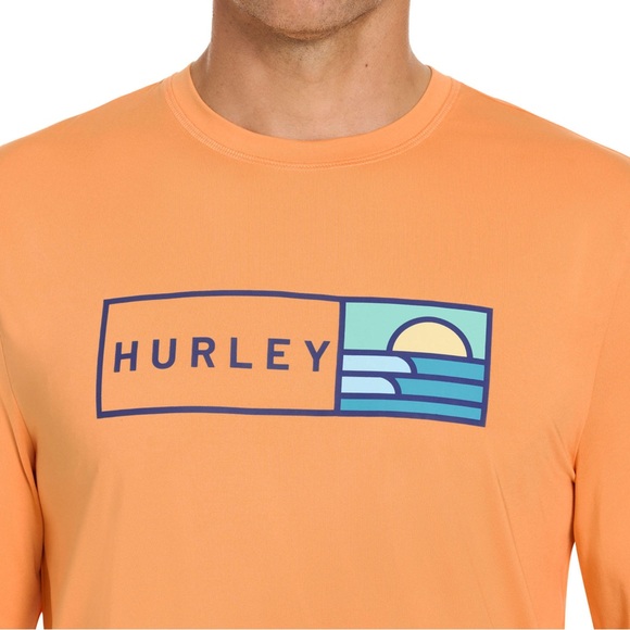 Hurley Orange Long Sleeve Tee with Graphic Design Small - Picture 4 of 8